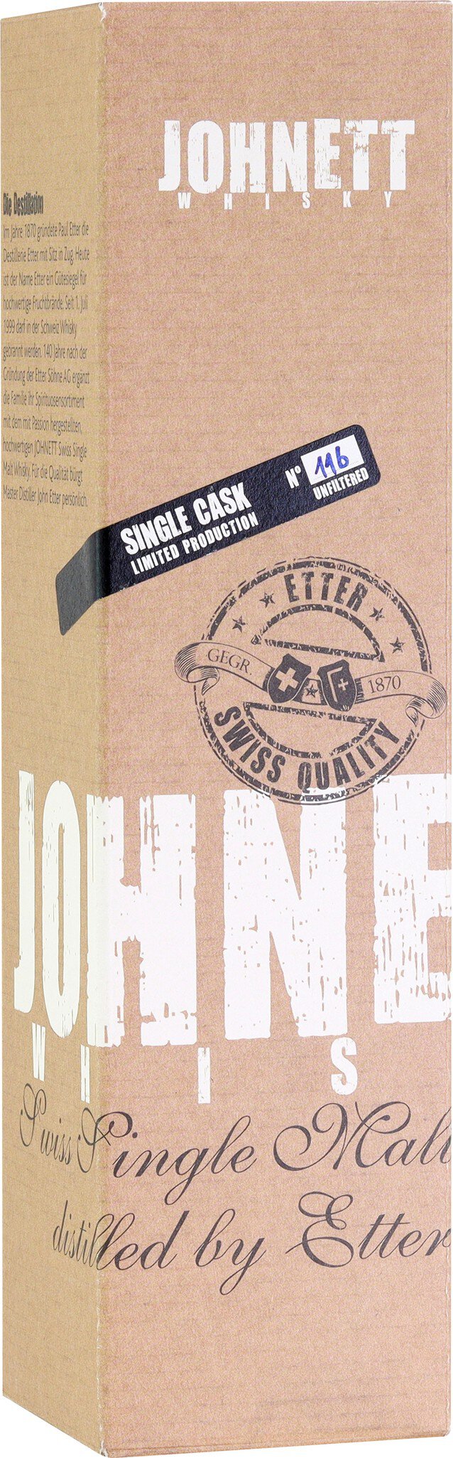 JOHNETT Single Cask No 116 53,3 %vol Swiss Single Malt Whisky 0,7L
