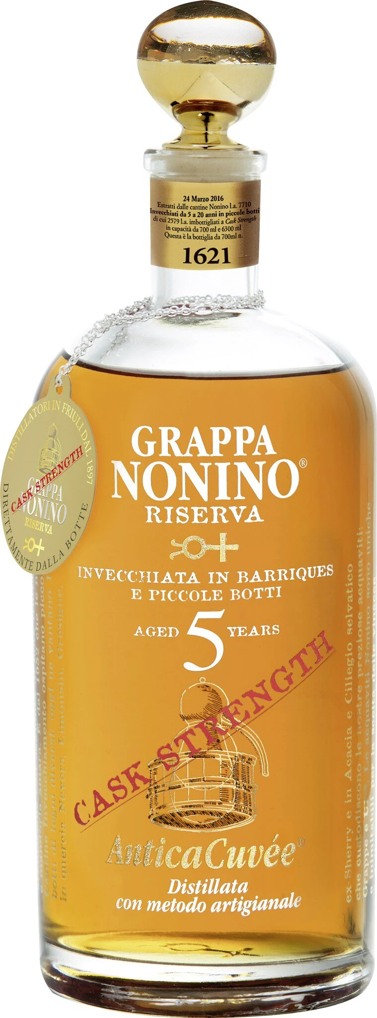 Grappa AnticaCuvée Riserva Cask Strength 59.9% vol 5 years old - matured in barriques 0.7L