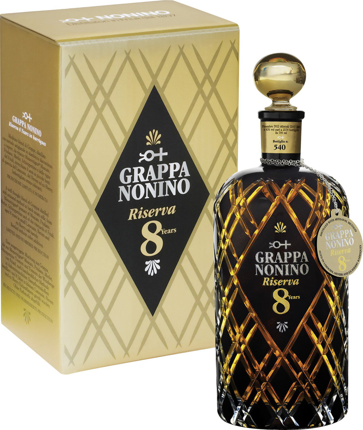 Grappa Riserva 8 Jahre 43%vol einzeln in Geschenkpackung 0,7L