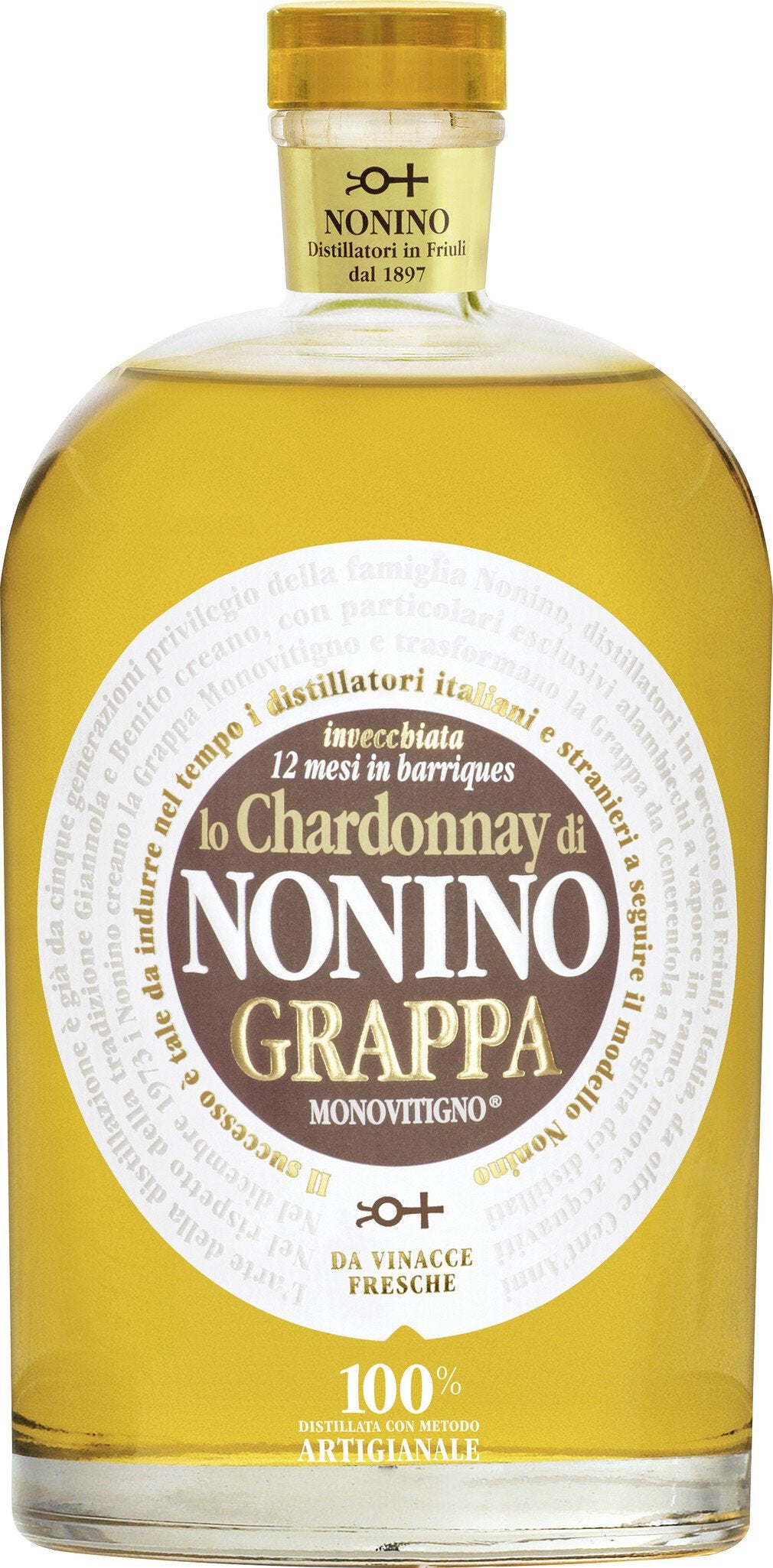 Grappa Lo Chardonnay Monovitigno im Barrique gereift 41% vol.