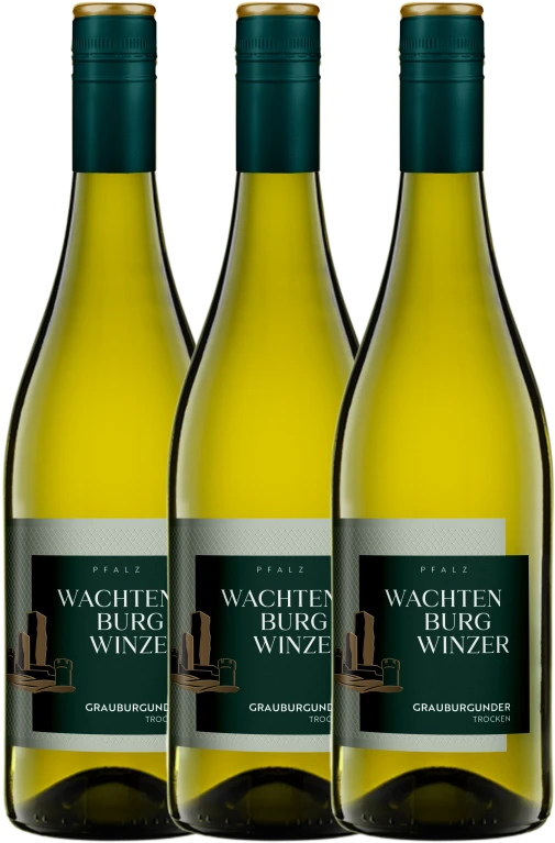 Drei Flaschen Wachtenburg Grauburgunder Burg trocken, Weißwein von Wachtenburg Winzer, im Sparpaket