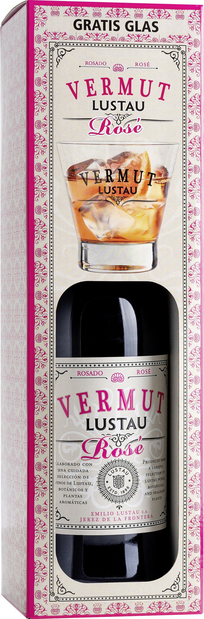 Lustau Vermut Rosé Onpack GP mit Glas 15% vol Spanischer Wermut