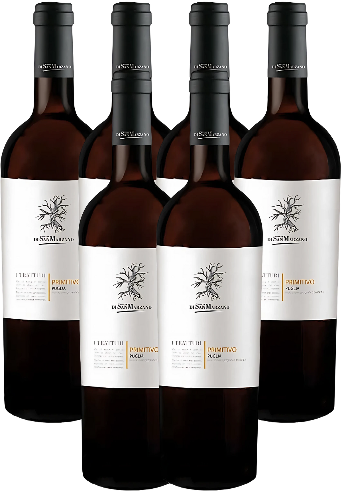 Sechs Flaschen Feudi di San Marzano I Tratturi Primitivo Puglia Rotwein im Sparpaket