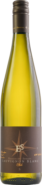 Weißweinflasche Sauvignon Blanc Gutswein von Ellermann-Spiegel, helles Etikett