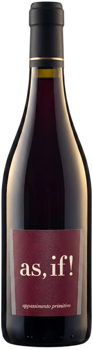 Flasche as, if! Appassimento Primitivo von Torrevento, apulischer Rotwein aus getrockneten Primitivo-Trauben
