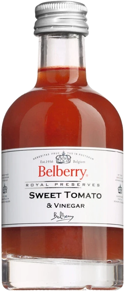 Belberry Sweet Tomato Vinegar: Flasche mit Tomatenmotiv, fruchtiger Weinessig mit Tomatenaroma