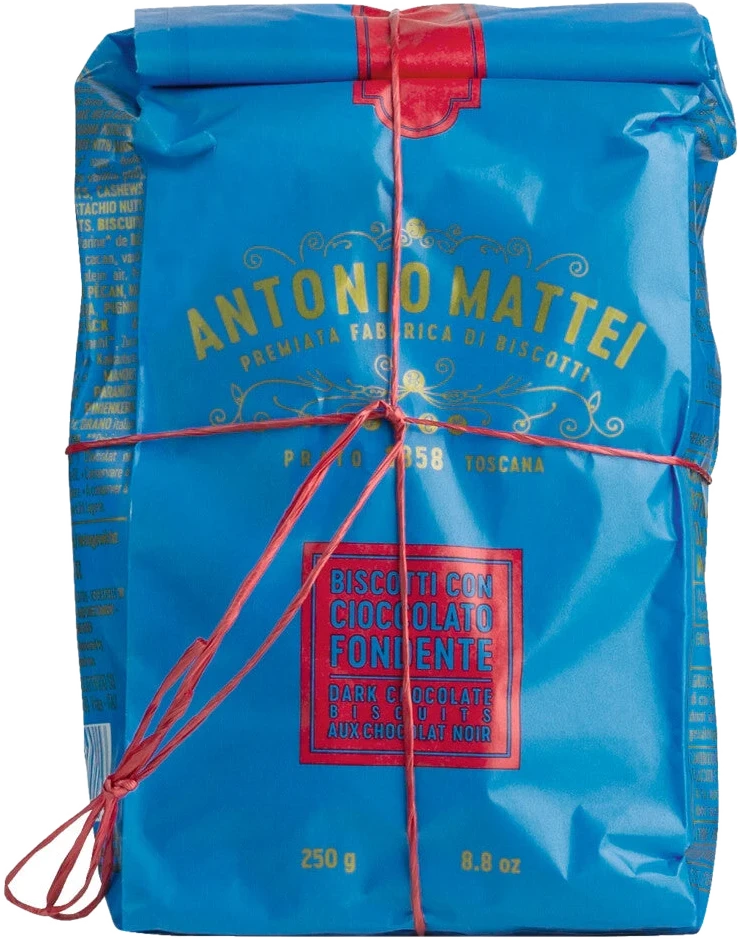 Biscottificio Antonio Mattei Cantuccini al cioccolato fondente – Mandelkekse mit Zartbitterschokolade in Papiertüte