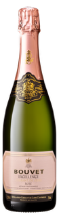 Flasche Bouvet Crémant de Loire Excellence Brut von Bouvet Ladubay, strohgoldener Schaumwein