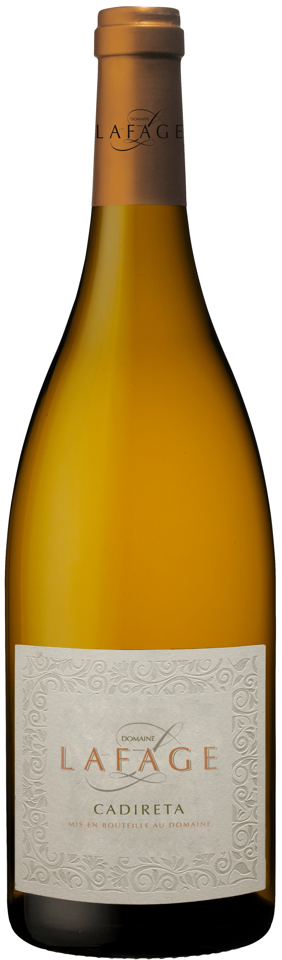 White wine bottle Cadireta from Domaine Lafage, Roussillon, 750 ml, with light label
