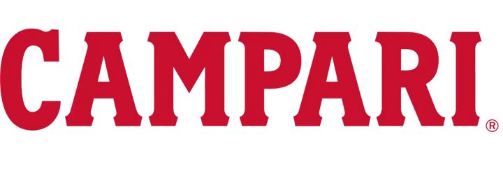 Campari Logo – roter Schriftzug des italienischen Aperitif-Herstellers auf weißem Hintergrund