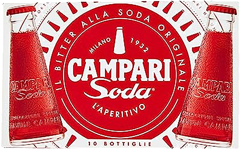 Campari Soda Aperitif von Campari, 5 Miniaturflaschen à 0,098 L in roter Verpackung