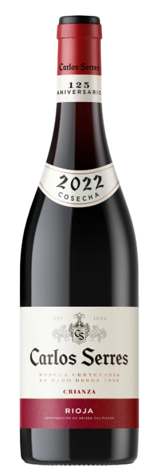 Rote Weinflasche Carlos Serres Crianza von Bodegas Carlos Serres, Rotwein aus der Rioja