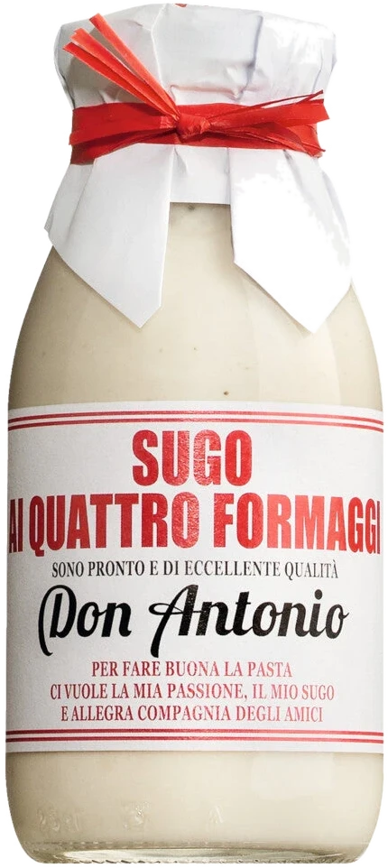 Glas Sugo quattro formaggi von Casina Rossa – cremige Käsesauce mit Gorgonzola, Pecorino, Grana Padano und Montasio