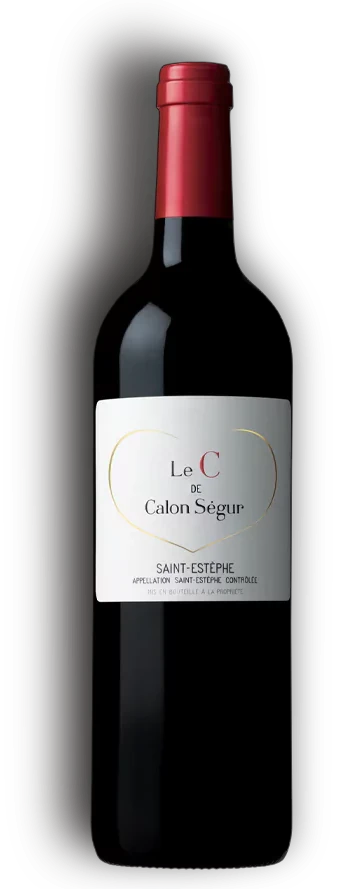 Château Calon-Ségur Le Saint-Estèphe de Calon-Ségur, Rotwein aus Saint-Estèphe, dunkle Glasflasche mit Etikett