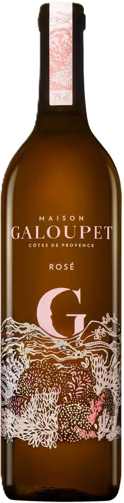 Château Galoupet G de Galoupet Côtes de Provence Rosé – schlanke Roséweinflasche in hellem Glas mit weißem Etikett