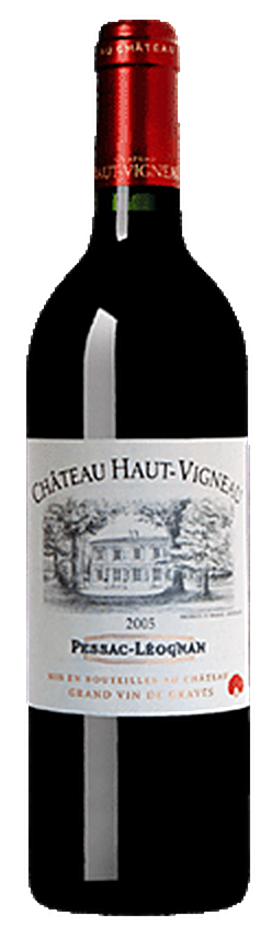 Château Haut Vigneau red wine, dark glass bottle with label, Bordeaux Graves, Cabernet Sauvignon and Merlot