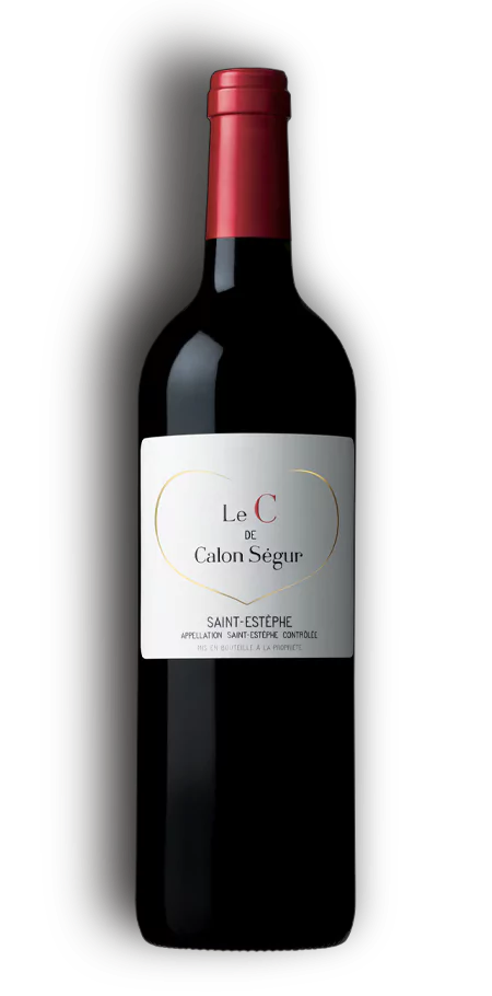 Château Calon-Ségur Le Saint-Estèphe de Calon-Ségur, Rotwein aus Saint-Estèphe, dunkle Glasflasche mit Etikett