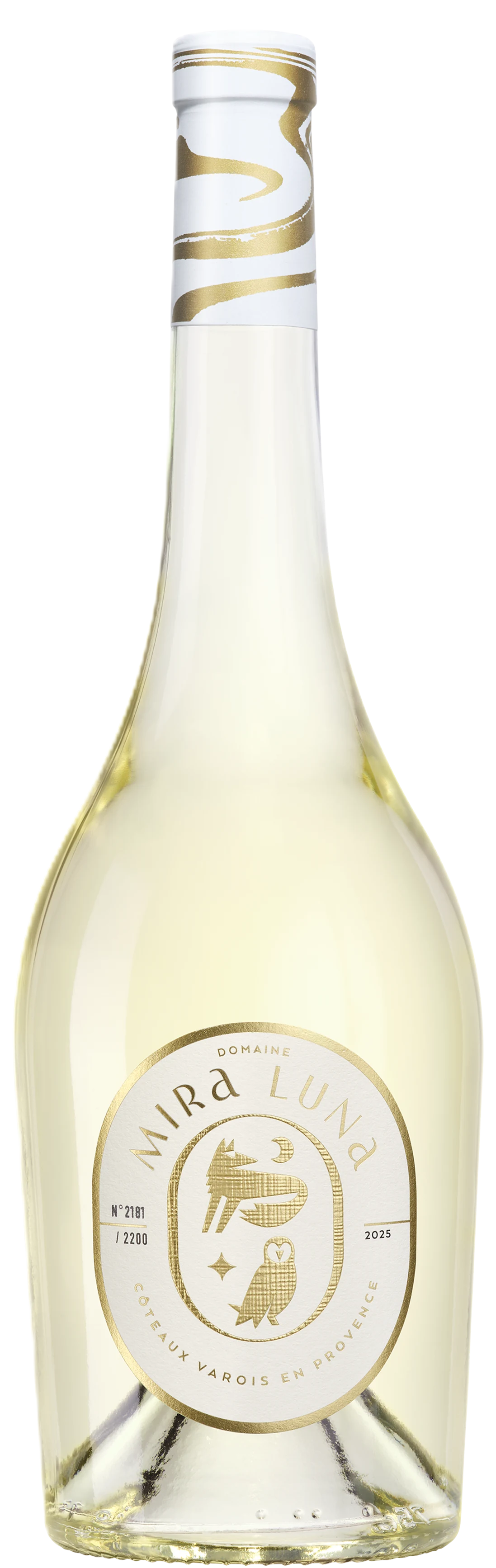 Domaine Mira Luna Coteaux Varois en Provence Rolle – Weißwein aus 100 % Rolle in heller Goldfärbung, Flasche