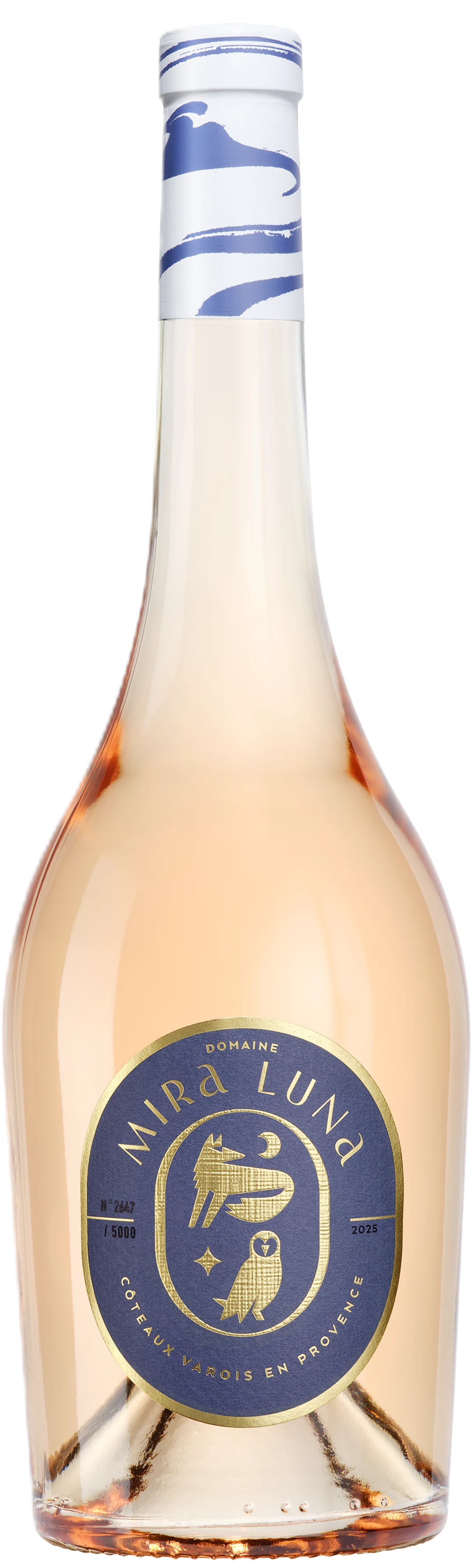 Domaine Mira Luna Coteaux Varois en Provence Rosé – blasse Lachsfarbe, Flasche mit provenzalischem Etikett