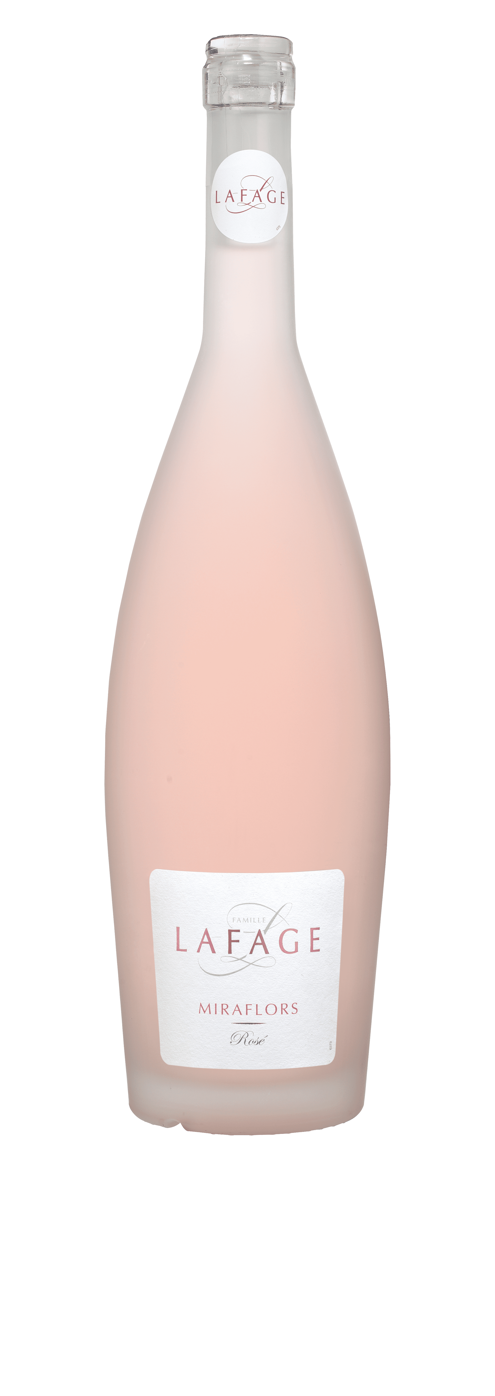 Domaine Lafage Miraflors Rosé, bottle of rosé wine from the Côtes Catalanes, Roussillon, France.