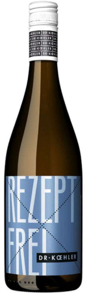 Dr. Köhler Secco Rezeptfrei – alkoholfreier, leicht prickelnder Weißwein in klarer Flasche mit Etikett