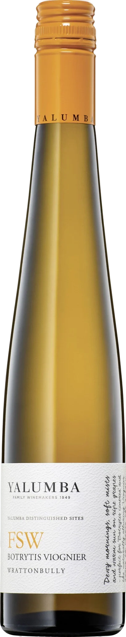 Half bottle Yalumba FSW 8B Botrytis Viognier luscious white wine from Wrattonbully, 0.375 liters