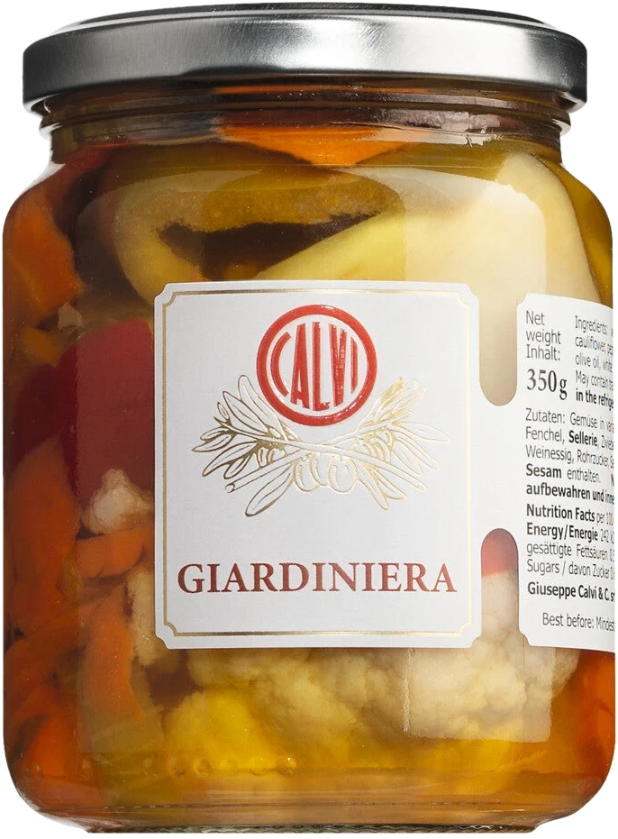 Giardiniera in olio – eingelegtes Gemüse mit Karotte, Blumenkohl, Paprika, Fenchel und Sellerie in Öl