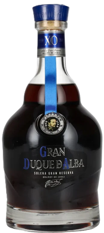 Flasche Gran Duque de Alba XO Brandy von Williams & Humbert mit goldfarbenem Etikett