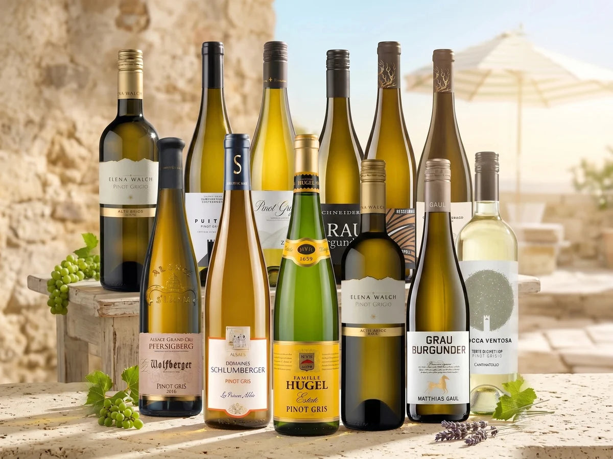 Vinoscout Sample pack with 12 bottles of Pinot Gris, Pinot Grigio and Grauburgunder from four countries