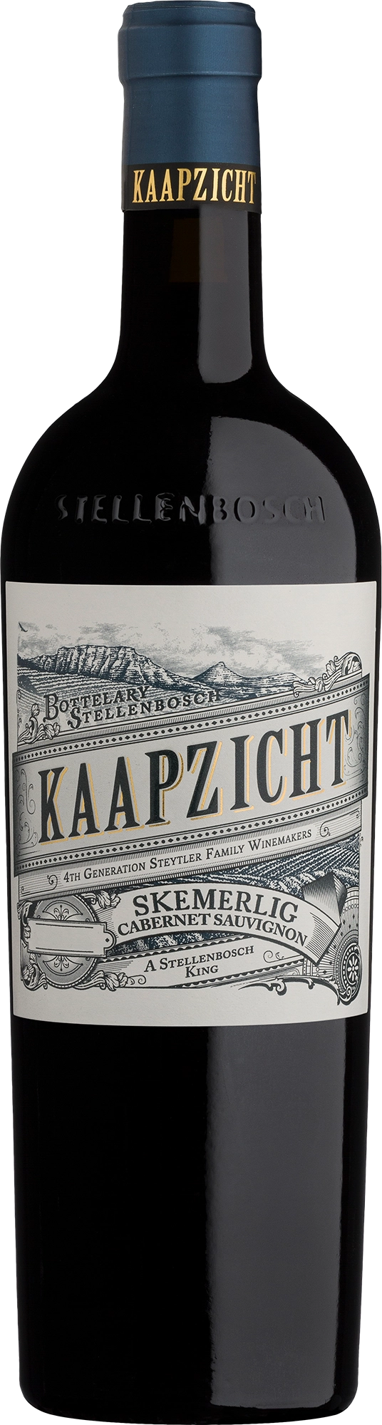 Weinflasche Kaapzicht Estate Skemerlig Cabernet Sauvignon, Rotwein aus Südafrika, mit Etikett