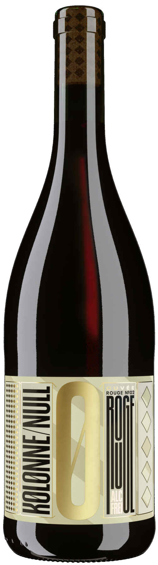 Kolonne Null Cuvée Rouge trocken – alkoholfreier Rotwein in dunkler Flasche mit elegantem Etikett