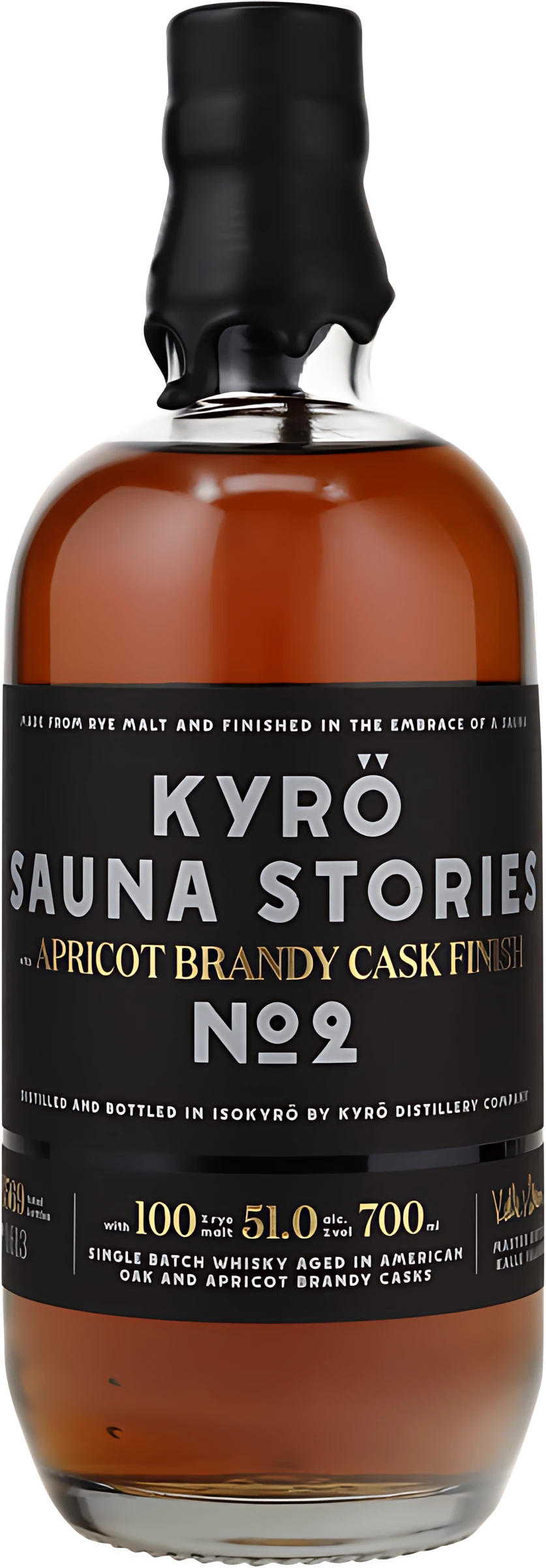 Flasche Kyrö Sauna Stories No. 2 Whisky von Kyrö Distillery mit charakteristischem finnischen Design