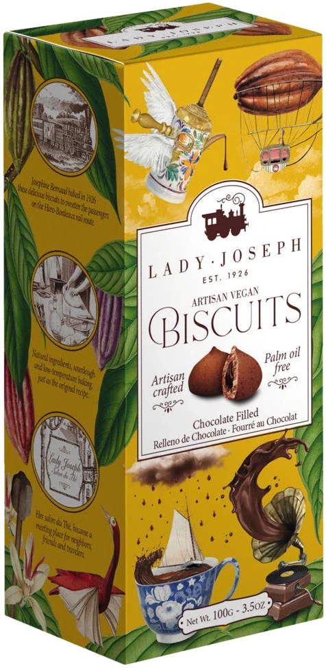 Lady Joseph Chocolate filled vegan Cookies – runde Kakaokekse mit Schokoladencreme-Füllung aus Spanien