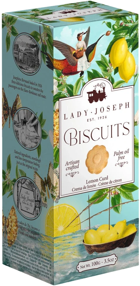 Lady Joseph Lemon Curd Biscuit – mürbe Kekse mit Lemon-Curd-Füllung auf weißem Untergrund