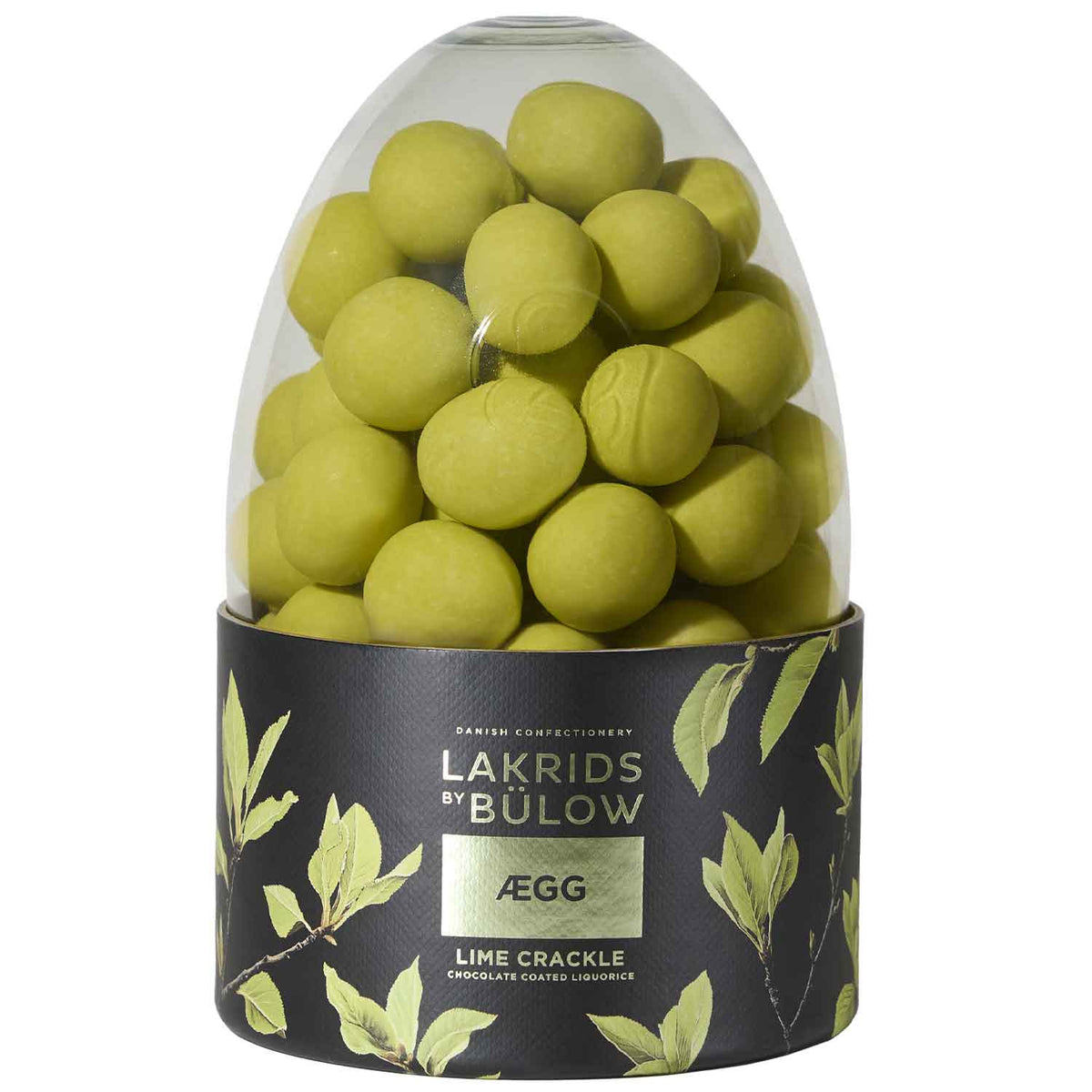 Lakrids by Bülow Easter Egg Lime Crackle: Danish licorice confectionery eggs with a lime crackle coating in a