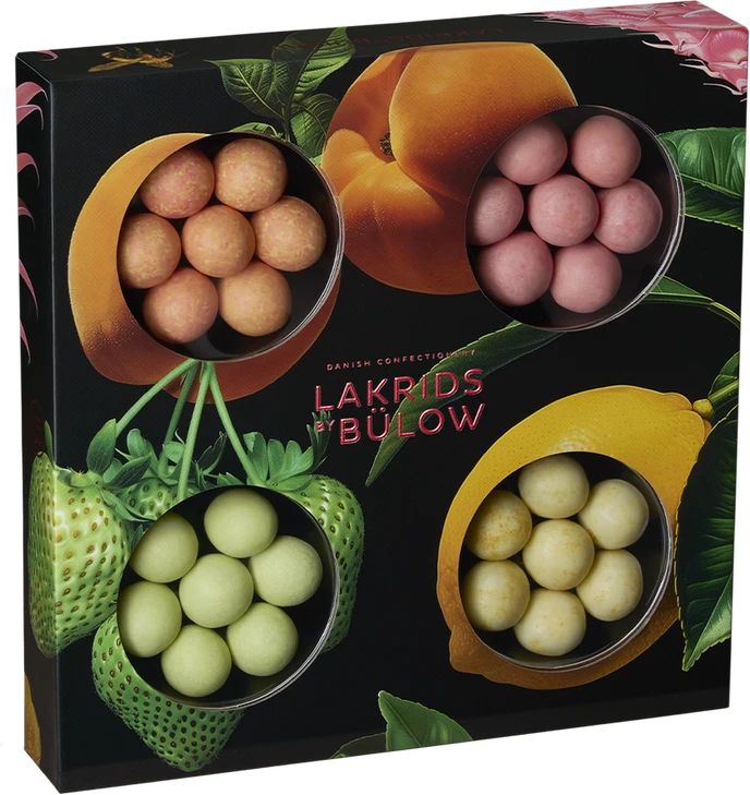 Lakrids by Bülow Summer Selection Box – Geschenkbox mit Lakritz-Schokoladenkugeln in sommerlichen Aromen
