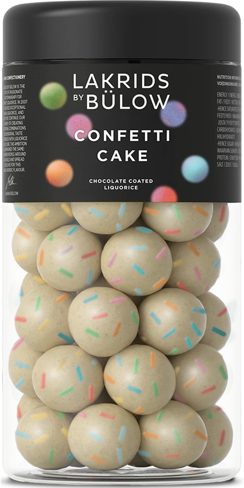 Lakrids by Bülow Confetti Cake 270g – Lakritzdose mit bunten Konfetti-Verzierungen