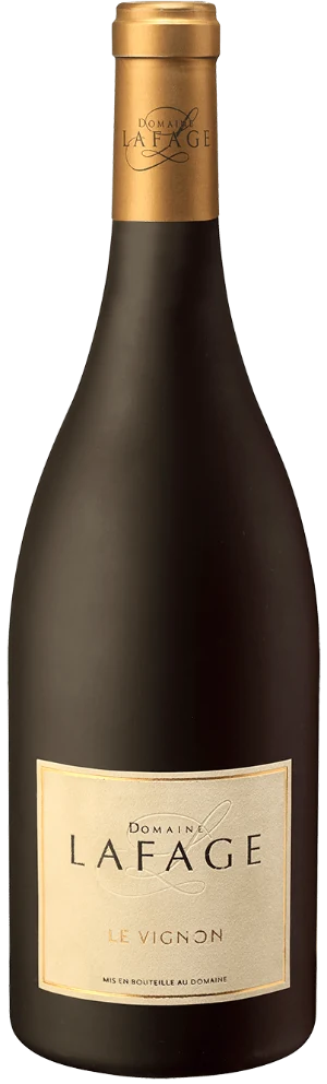 Domaine Lafage Le Vignon, Rotwein aus dem Roussillon, dunkles Rubin, Aromen von Schwarzkirsche und mediterranen Kräutern.