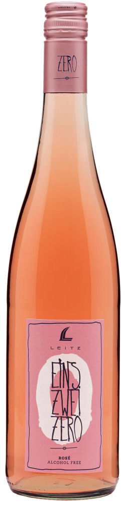 Leitz Eins Zwei Zero Rosé trocken, alkoholfreier Rosé in der Flasche, fruchtig mit Rhabarber-Aromen