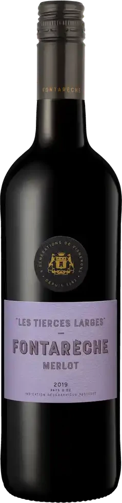 Red wine bottle Les Tierces Larges Merlot from Chateau Fontarèche