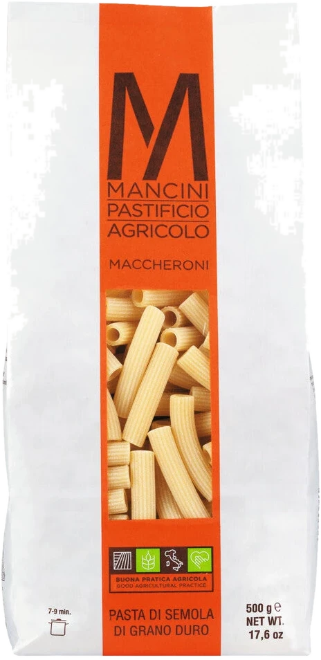 Maccheroni – kurze, glatte Röhrenpasta aus süditalienischer Tradition, ideal für cremige oder stückige Saucen.