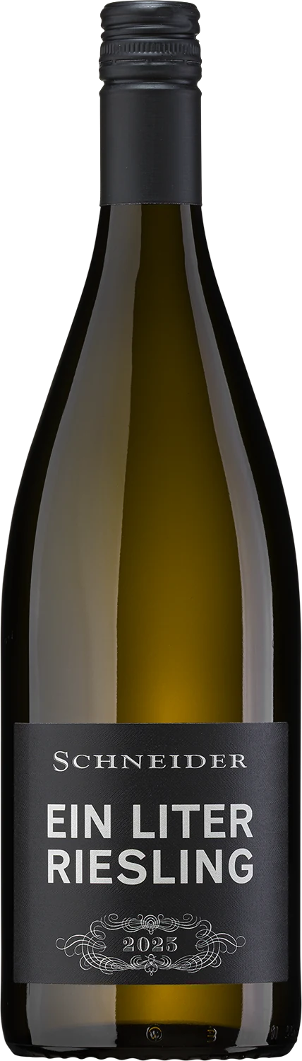 Markus Schneider Ein Liter Riesling, Weißwein aus der Pfalz, 1,0-l-Flasche mit hellem Etikett