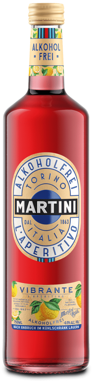 Bacardi Martini Vibrante alkoholfreier Aperitif in weißer Flasche mit grünem Etikett