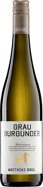 Weißweinflasche Matthias Gaul Grauburgunder, Weißwein aus der Pfalz, mit Etikett des Weinguts Matthias Gaul