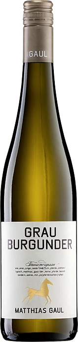 Weißweinflasche Matthias Gaul Grauburgunder, Weißwein aus der Pfalz, mit Etikett des Weinguts Matthias Gaul