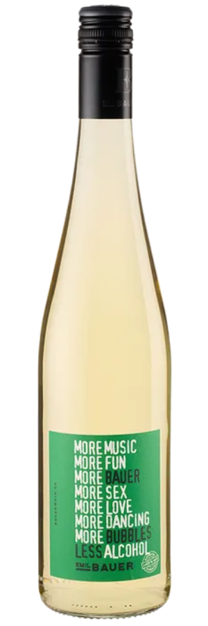 Emil Bauer More Bubbles alkoholfrei – Flasche alkoholfreier Schaumwein mit hellem Etikett