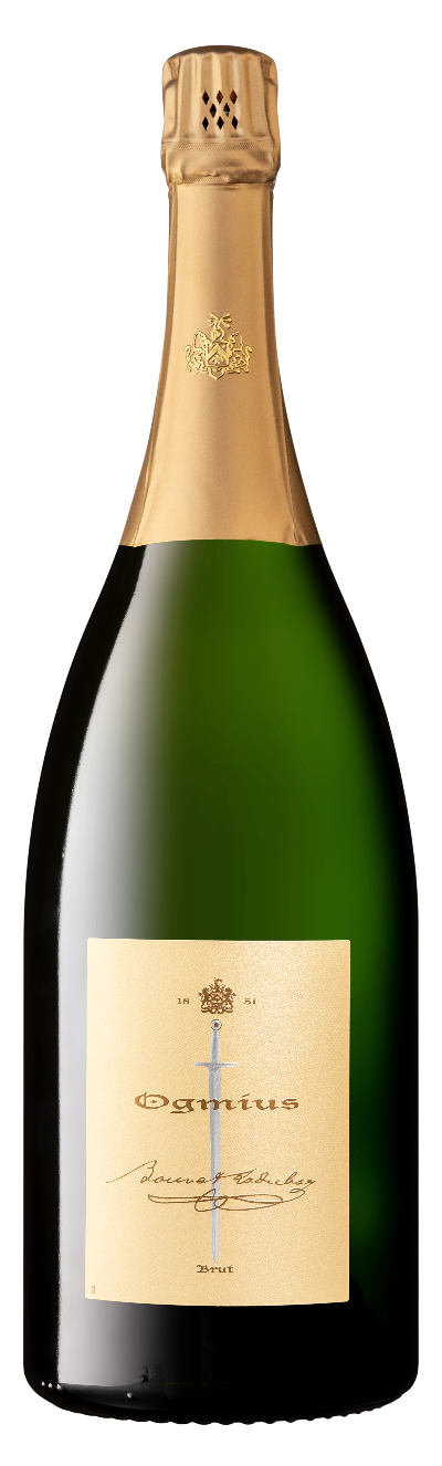 Bouvet Ladubay Ogmius Magnum, 1.5-liter bottle of sparkling wine with a dark label