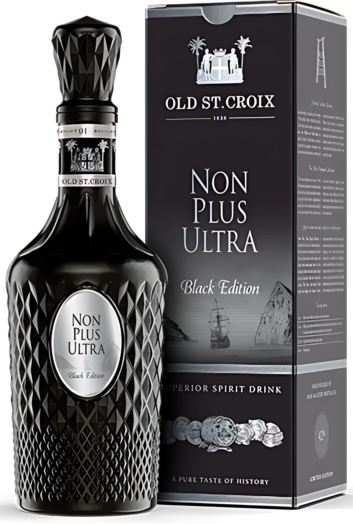 Dark bottle of Old St. Croix Non Plus Ultra Black Edition Rum from Old St. Croix Spirits