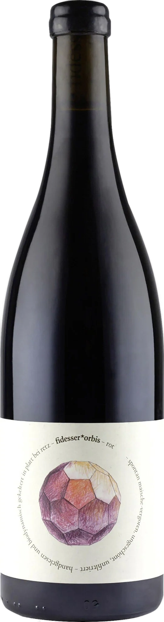 Flasche Orbis Natural Wine 2019, Rotwein vom Weingut Rudolf Fidesser aus Österreich.