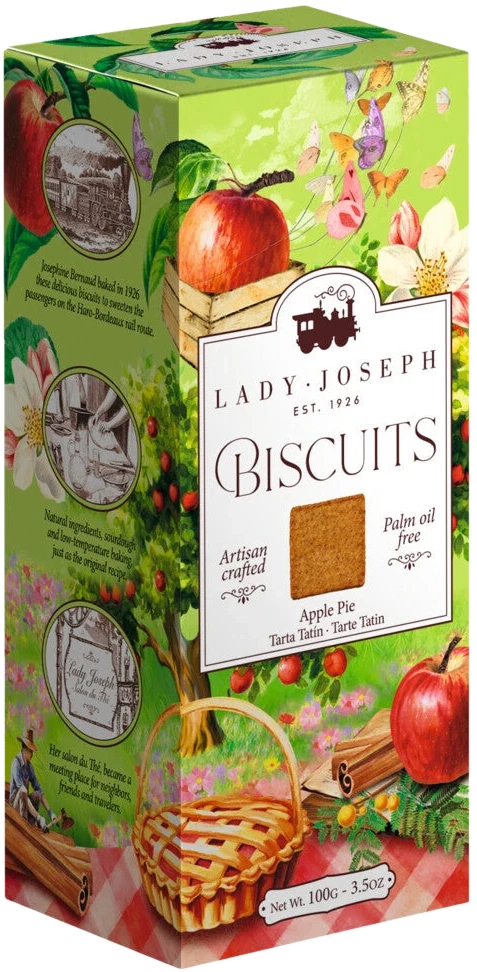 Paul & Pippa Apple Pie Cookie – Mürber Keks mit roten Apfelstückchen und Zimt, liegend auf hellem Untergrund